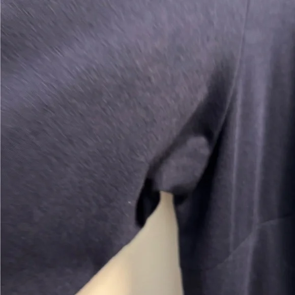 Navy Faux Wrap Cotton Blend Dress - Picture 6 of 8